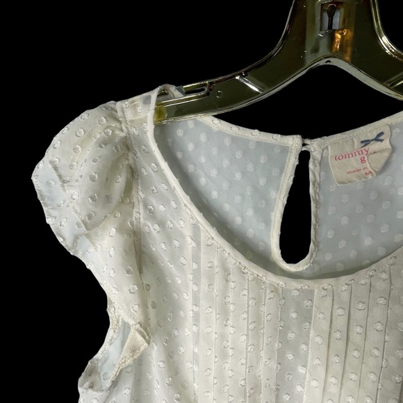 Tommy Hilfiger Tommy Girl Cream White Sheer Polka Dot Ruffle Blouse Medium - Picture 2 of 5